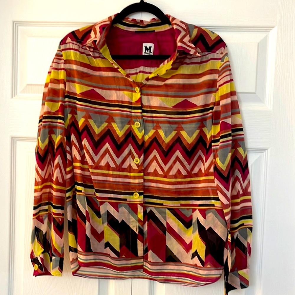 Missoni Sheer Multi-Colored Zigzag Abstract Print… - image 2